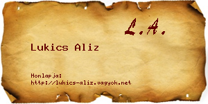 Lukics Aliz névjegykártya